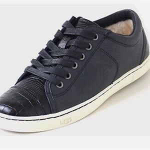 UGG Sneakers Taya Croco Shearling Sneakers Shoes Black Leather